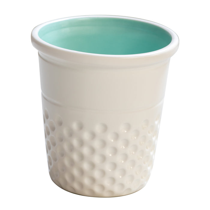 Novelty Ceramic Thimble Container, Aqua