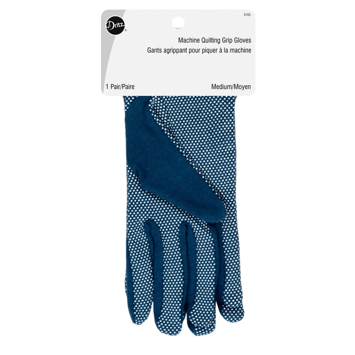 Machine Quilting Grip Gloves, Blue, Medium