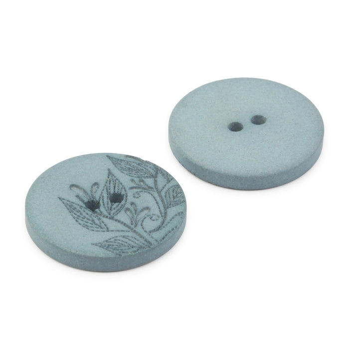 Recycled Hemp Round Floral Button, 23mm, Dark Turquoise, 2 pc