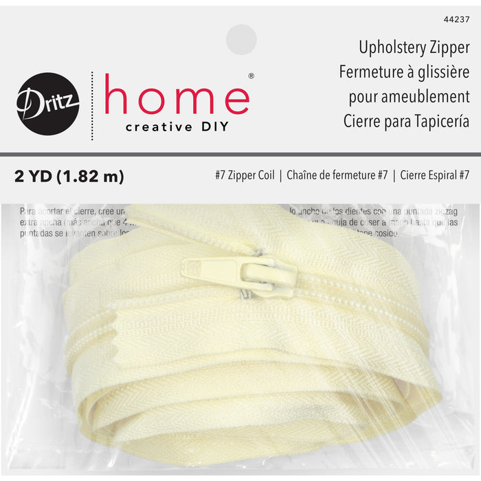 Upholstery Zipper, Cream, 2 yd