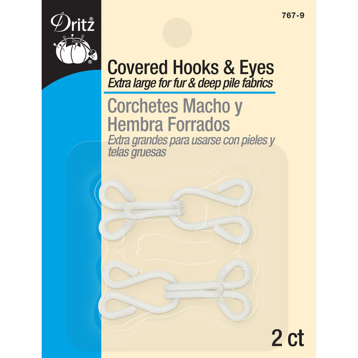 Covered Hooks & Eyes, 2 pc, White