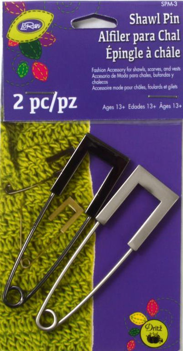 Square Head Shawl Pins, Gunmetal & Nickel, 2 pc