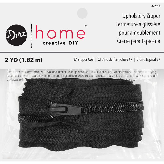 Nylon Upholstery Zipper, Black, 2 yd