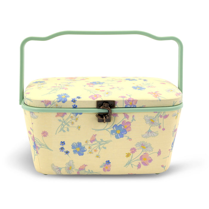 Oval Sewing Basket, Large, Yellow Floral