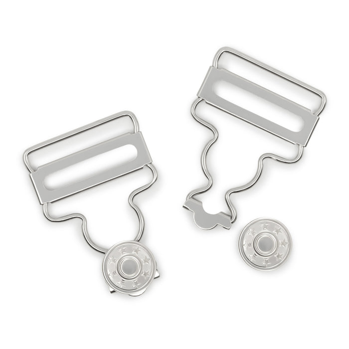 1" Overall Buckles with No-Sew Buttons, Nickel, 2 pc