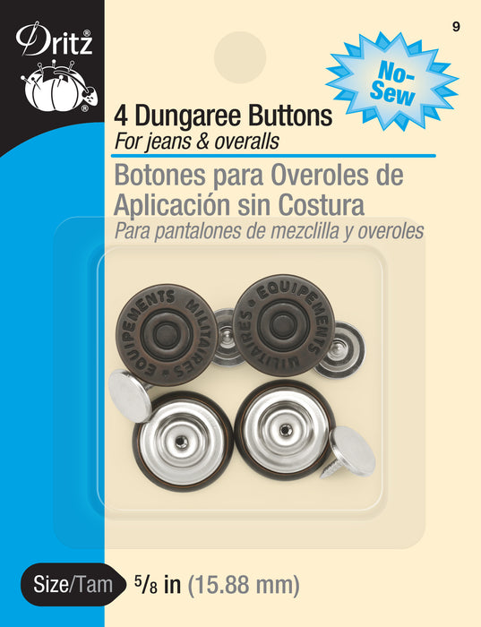 5/8" Dungaree Buttons, 4 pc, Copper