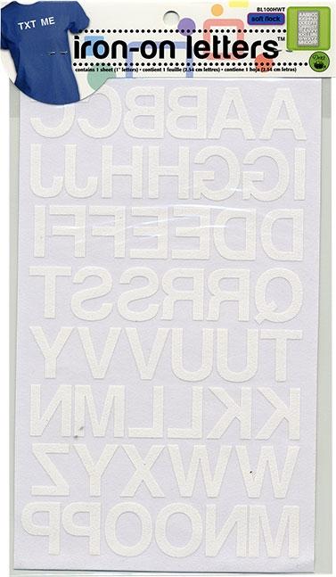 Soft Flock Iron-On Letters, 1 Sheet, White