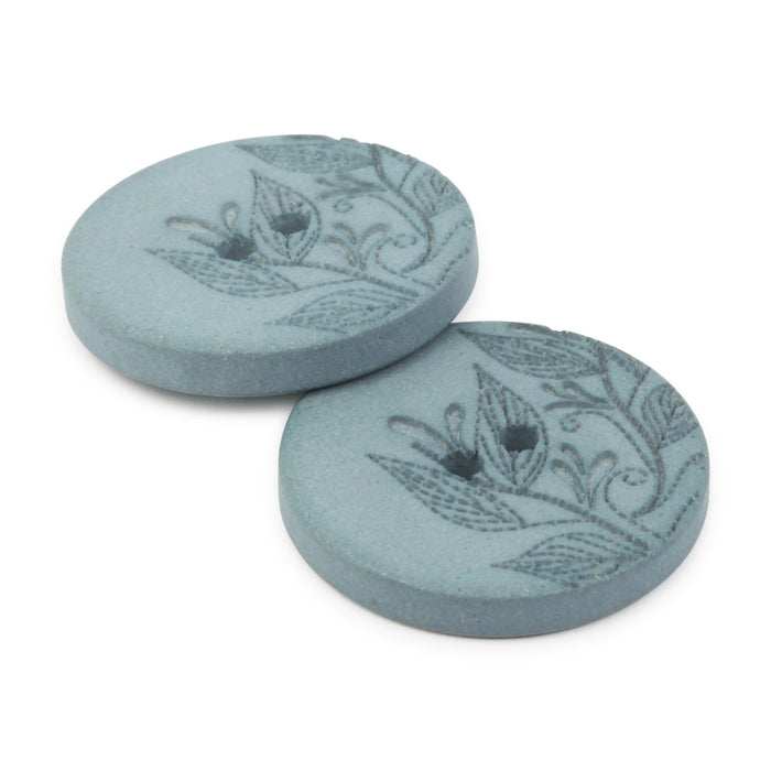 Recycled Hemp Round Floral Button, 23mm, Dark Turquoise, 2 pc