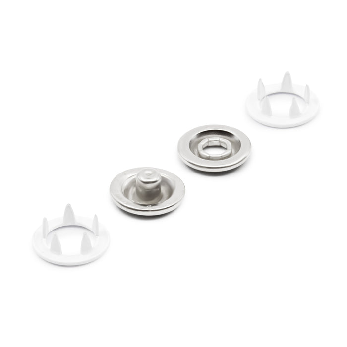 3/8" Snap Fasteners, 7 Sets, White