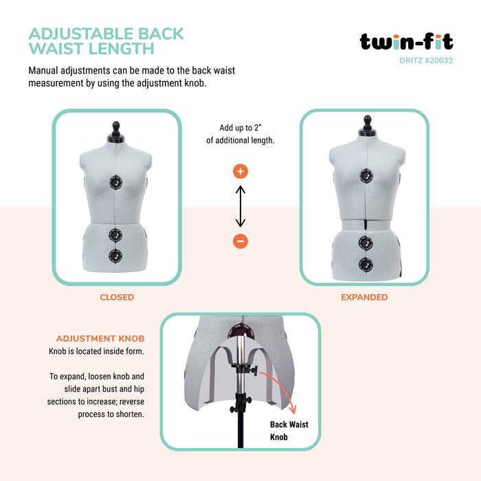 Twin-Fit Adjustable Dress Form, Medium