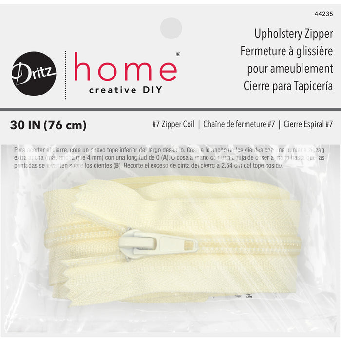 Upholstery Zipper, Cream, 30"