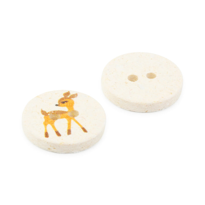 Recycled Cotton Deer Button, 15mm, Natural, 3 pc