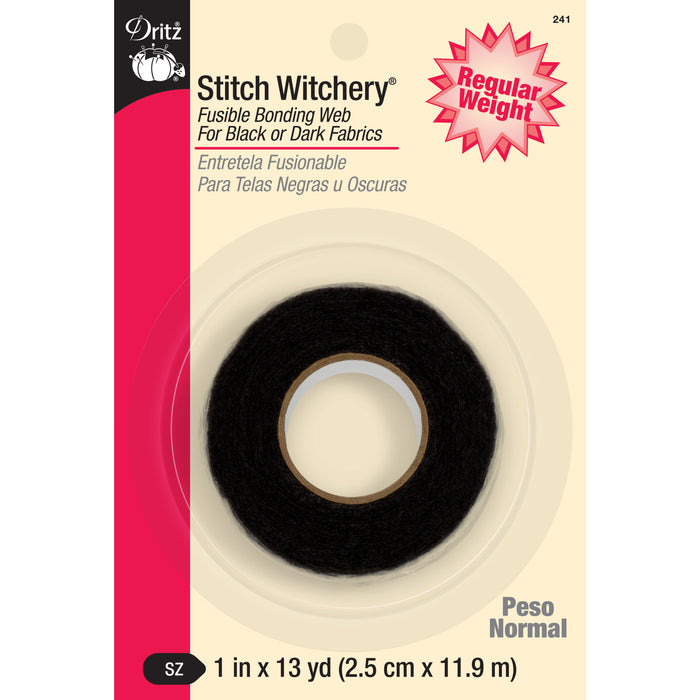 1" Stitch Witchery Fusible Bonding Web, Regular Weight, Black, 13 yd