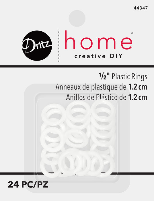 1/2" Plastic Rings, White, 24 pc