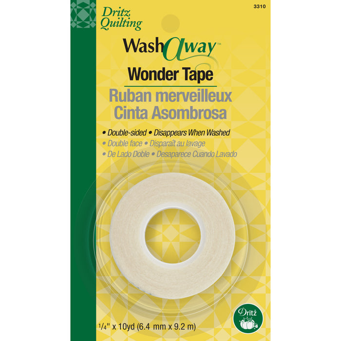 Wash-A-Way Wonder Tape, Double-Sided, 1/4" x 1-Yards, 1 Roll, White
