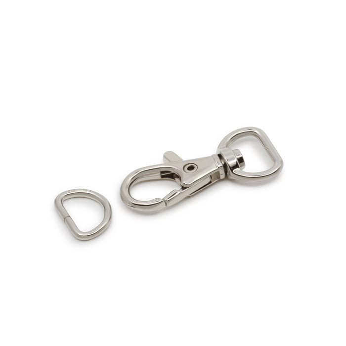 1/2" Small Swivel Hook & D-Ring, Nickel