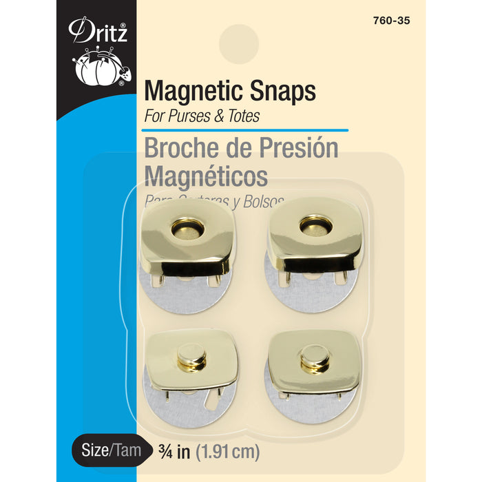 3/4" Square Magnetic Snaps, 2 Sets, Gold