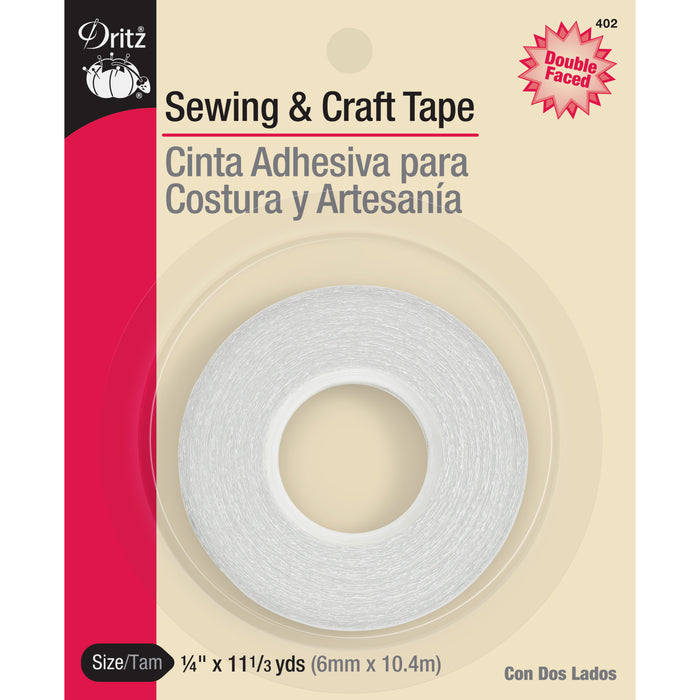 1/4" Double Faced Sewing & Craft Tape, White, 11-1/3 yd
