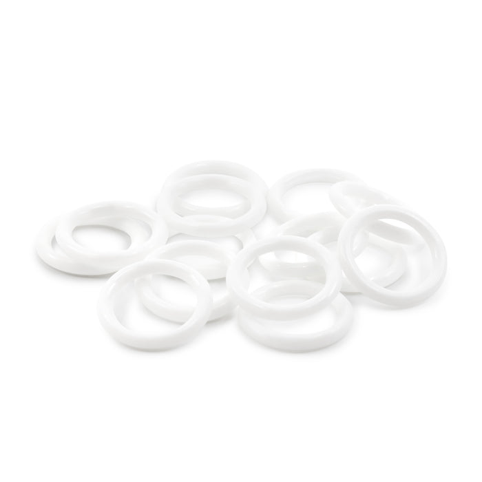 1" Plastic Rings, White, 14 pc