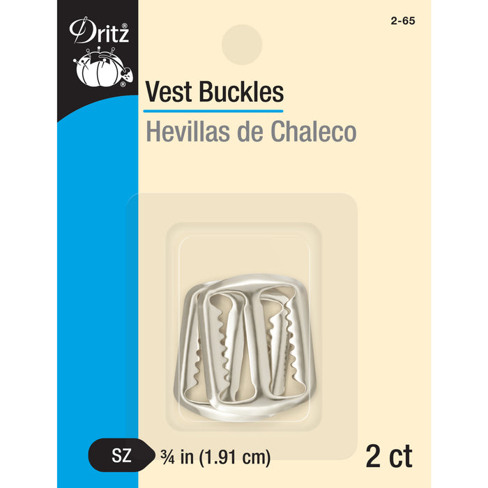 3/4" Vest Buckles, Nickel, 2 pc