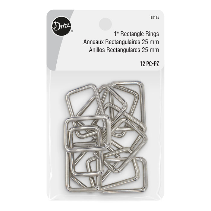 1" Rectangle Rings, Nickel, 12 pc