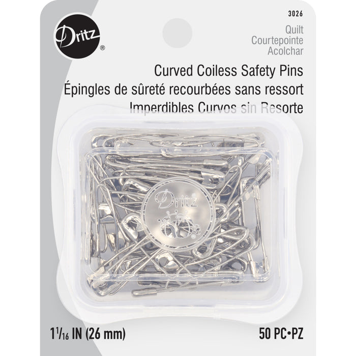1-1/16" Curved Coiless Safety Pins, 50 pc