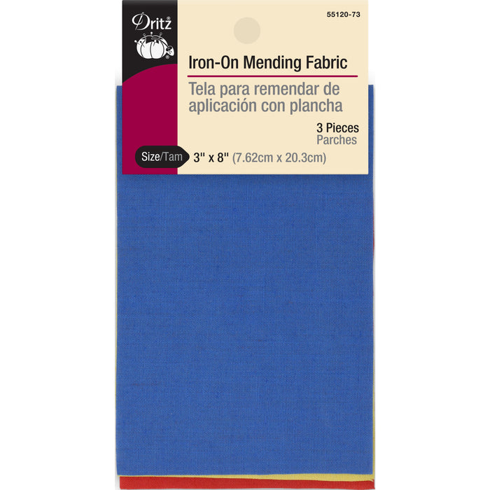 Iron-On Mending Fabric, 3" x 8", Bright Colors