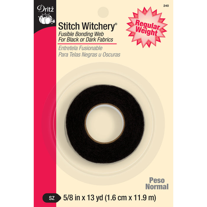 5/8" Stitch Witchery Fusible Bonding Web, Regular Weight, Black, 13 yd