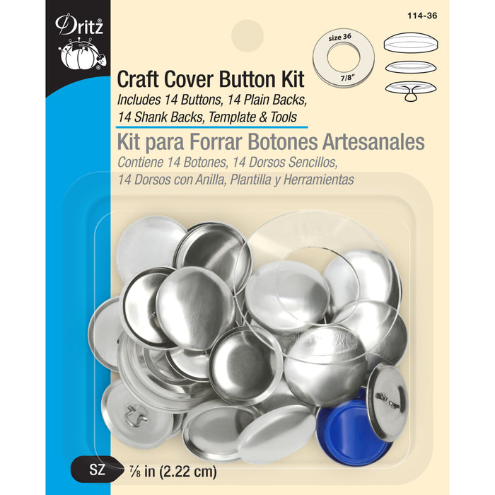 7/8" Craft Cover Button Kit, 14 Sets, Nickel