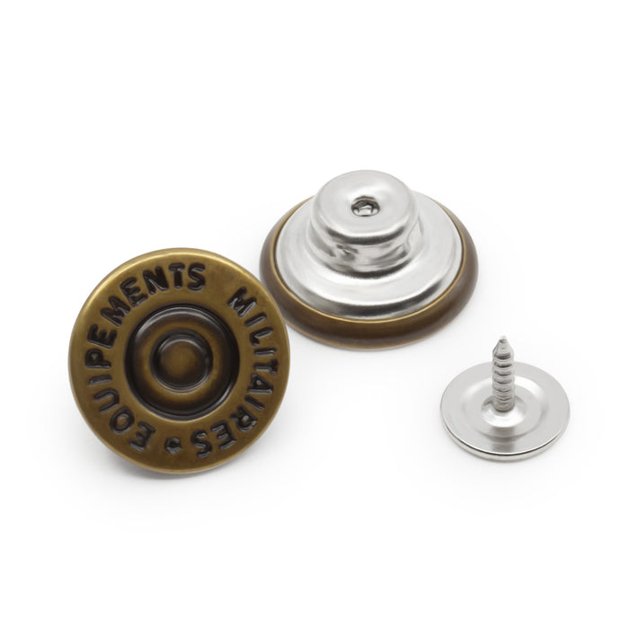 5/8" Dungaree Buttons, 4 pc, Antique brass