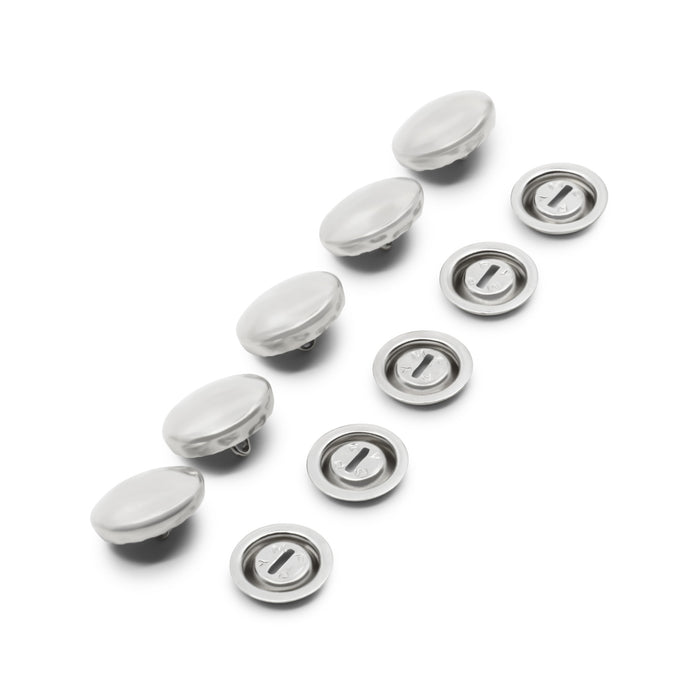 7/16" Half Ball Cover Buttons, 5 pc, Nickel