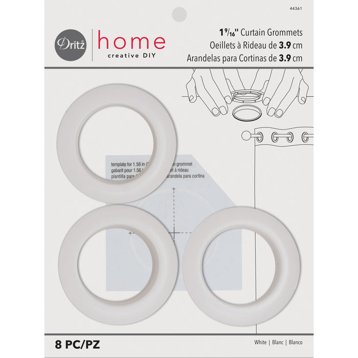 1-9/16" Curtain Grommets, White, 8 Sets