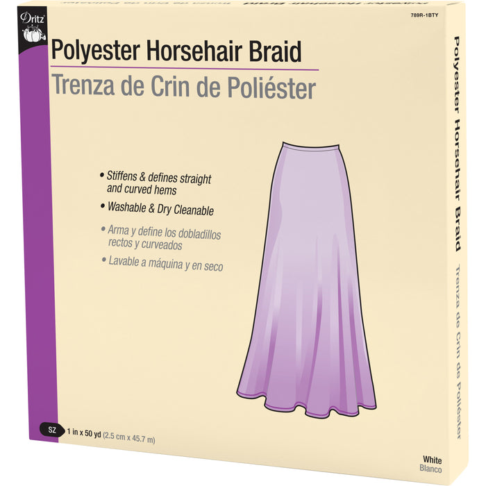 1" Polyester Horsehair Braid, 50 yd, White