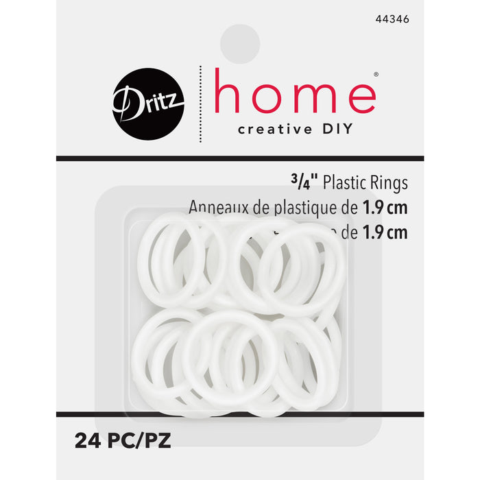 3/4" Plastic Rings, White, 24 pc
