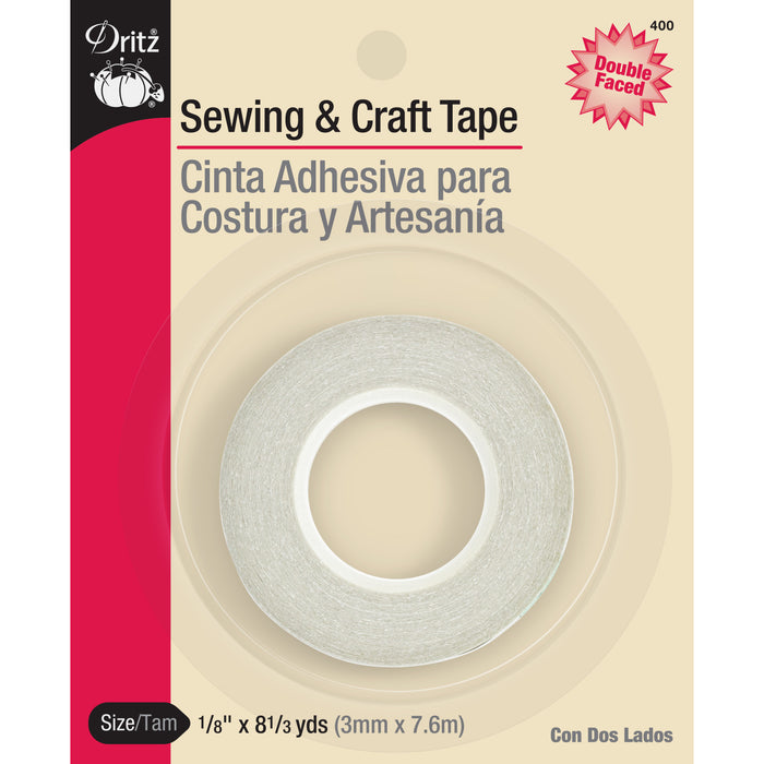 1/8" Double Faced Sewing & Craft Tape, White, 8-1/3 yd