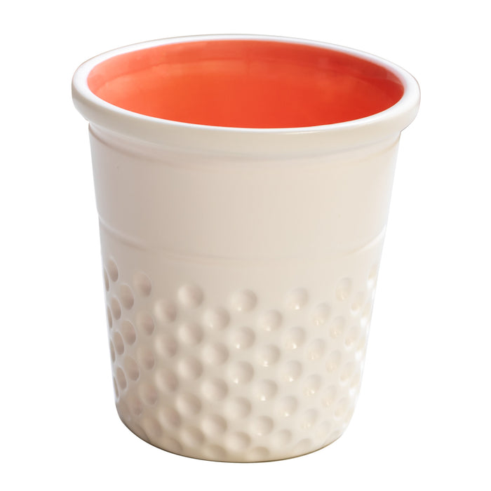Novelty Ceramic Thimble Container, Coral