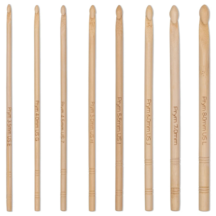 6" Crochet Hook Set, Bamboo, 3.5-8mm