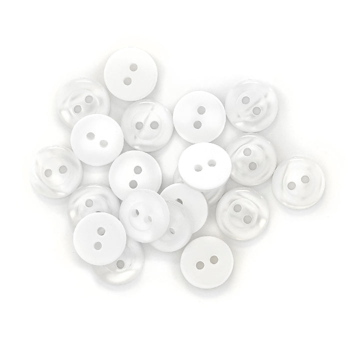 Blouse Buttons, White Pearl, 11mm, 20 PC