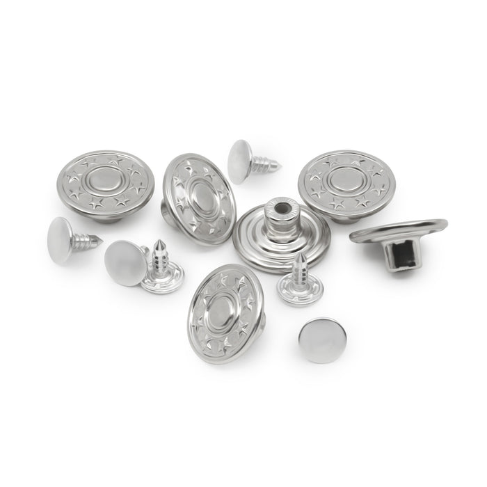 Jean Buttons, 6 pc, Nickel