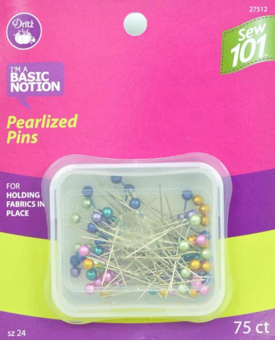 Sew 101 Pearlized Pins, 1-1/2", 75 Count, Assorted Colors