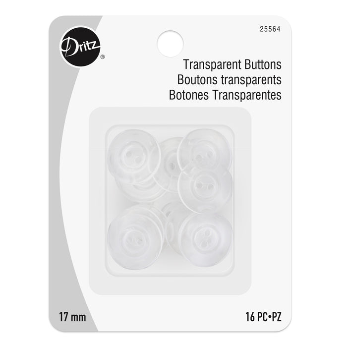 Transparent Buttons, 17mm, 16 pc