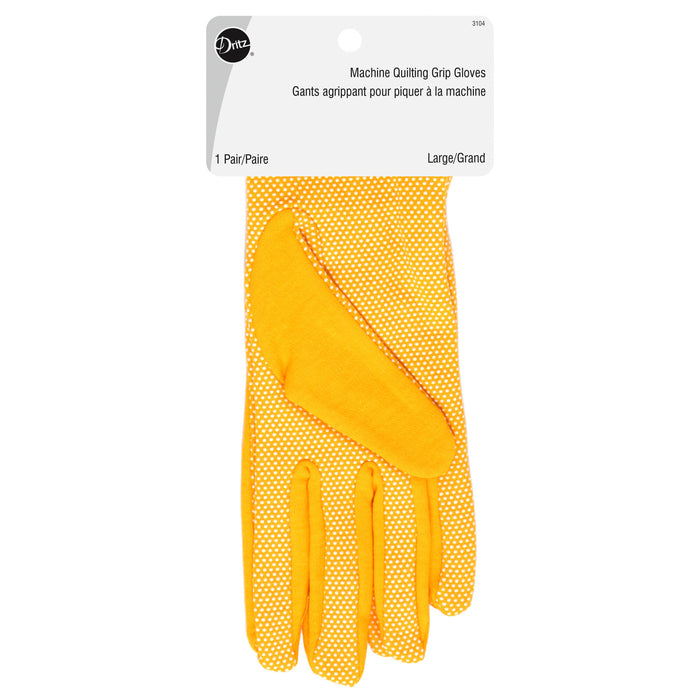 Machine Quilting Grip Gloves, Yellow, Large
