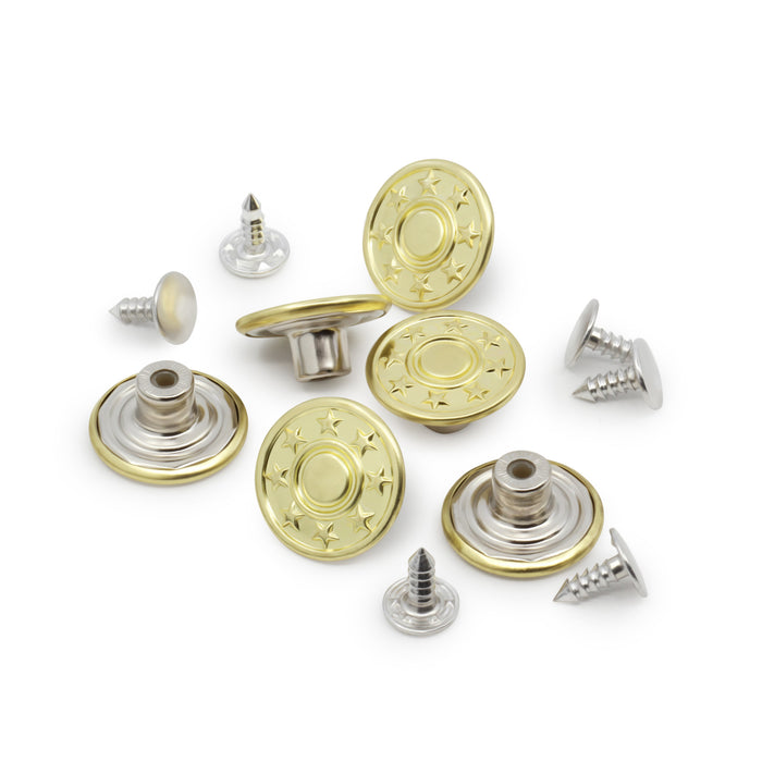 Jean Buttons, 6 pc, Gold