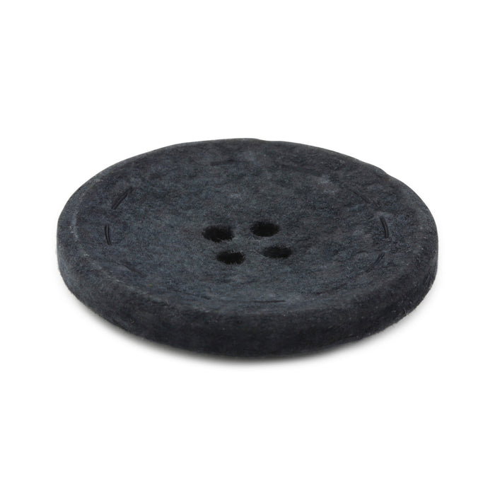Recycled Cotton Round Stitch Button, 30mm, Black