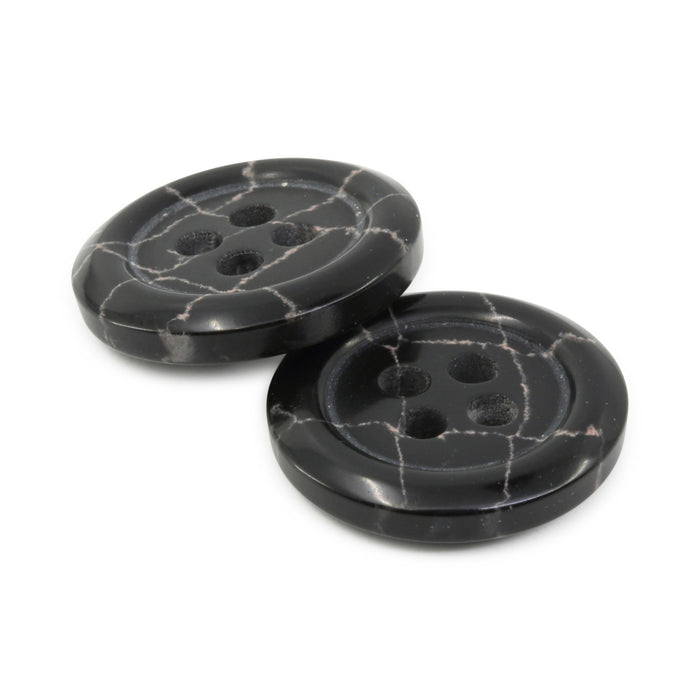 Recycled Polyester Round Button, 18mm, Black, 3 pc