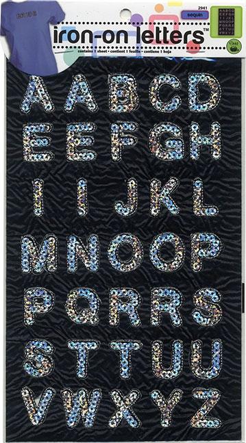 Sequin Iron-On Letters, 1 Sheet, Silver