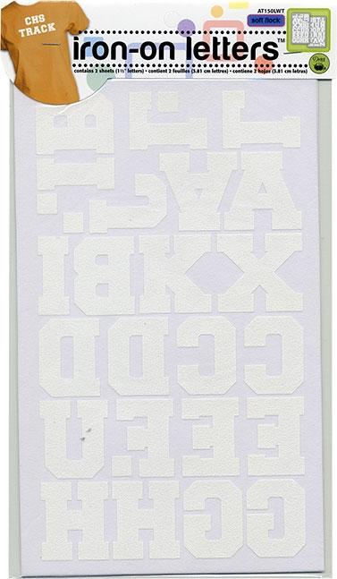 Soft Flock Iron-On Letters, 2 Sheets, White