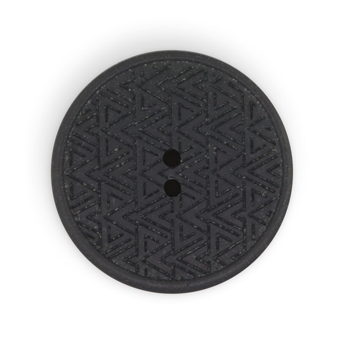Recycled Hemp Geometric Round Button, 28mm, Black