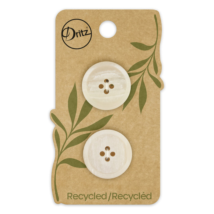 Recycled Paper Round Button, 23mm, Natural, 2 pc