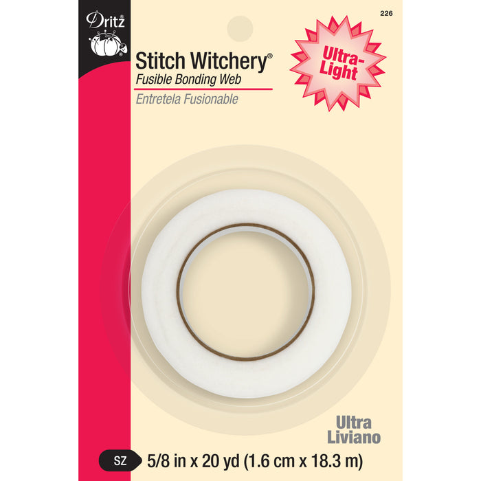 5/8" Stitch Witchery Fusible Bonding Web, Ultra-Light Weight, White, 20 yd